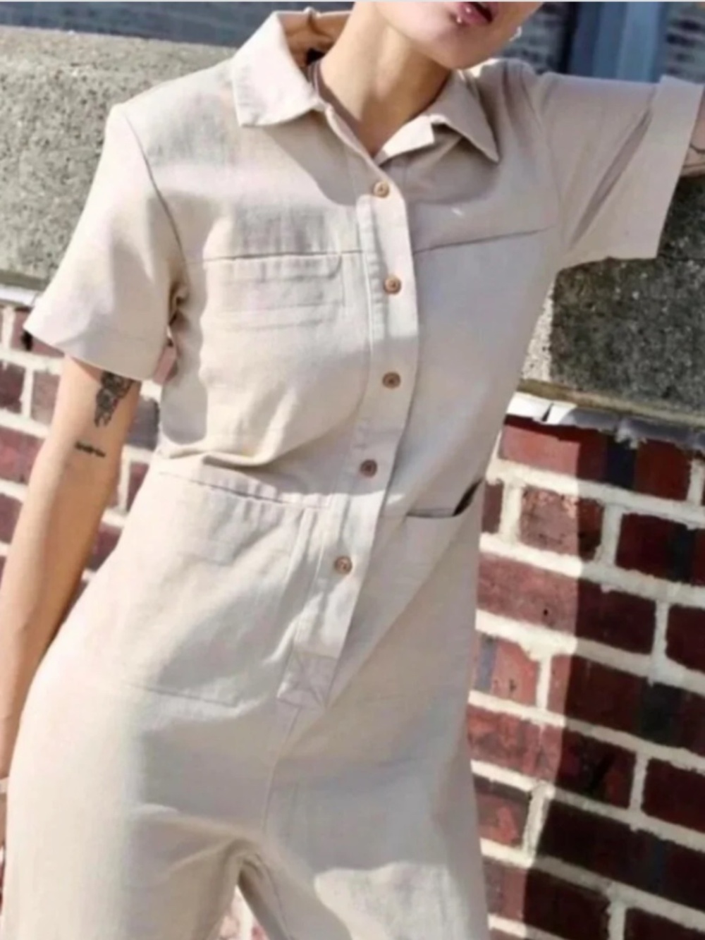 Ilana Kohn Cotton Jumpsuit in Color Sand, Sz 4